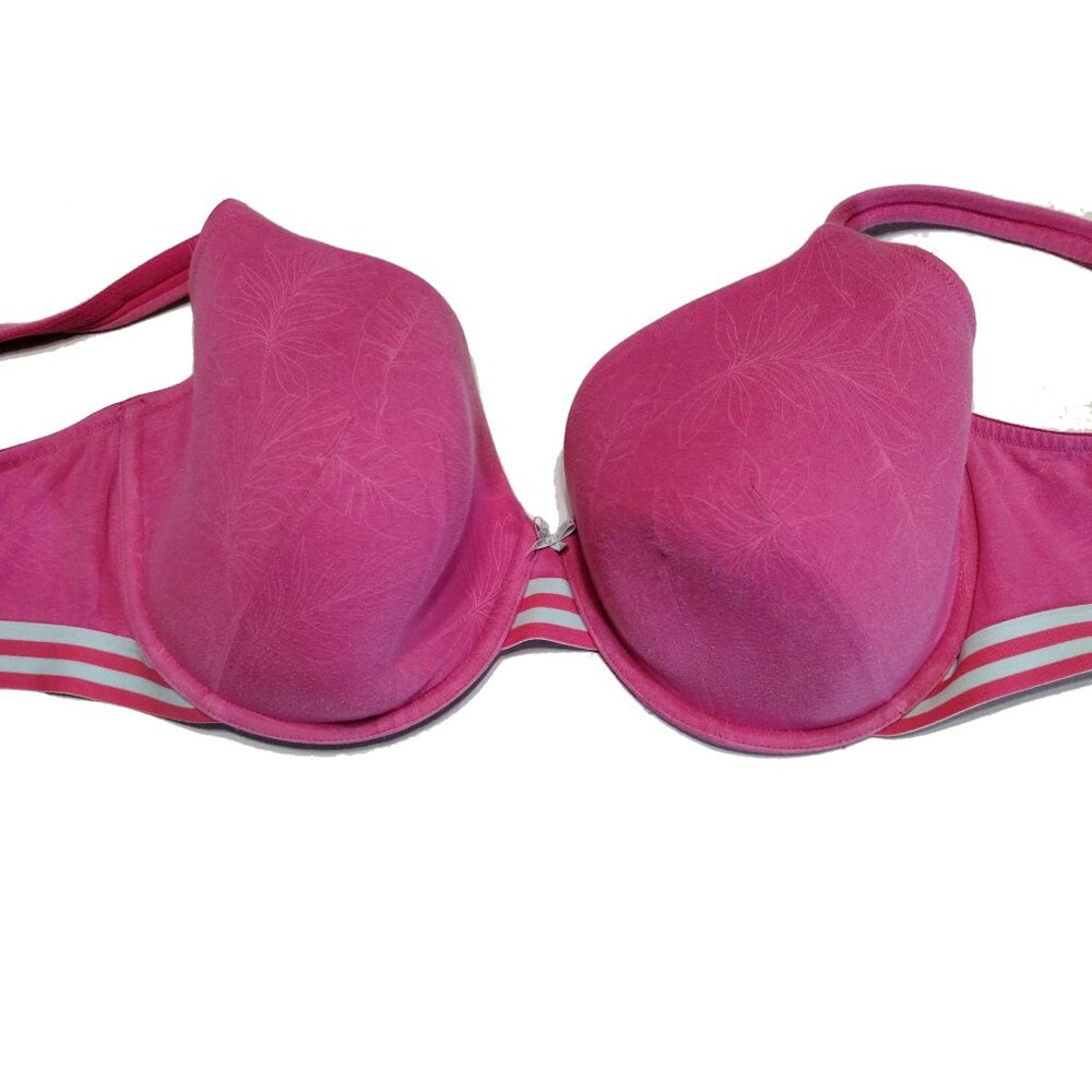 44DD Cacique Lightly Lined T-Shirt Bra Pink Cotton 4 Hook